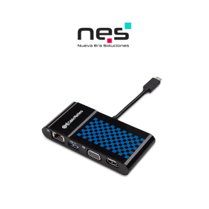 ADAPTADOR USB TIPO-C A VGA, HDMI, RJ45 Y USB 3.0 P/N 201014-BLK